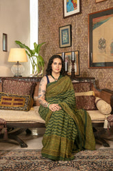 Khanz - Block Printed Saree - Lawn - 1 Piece